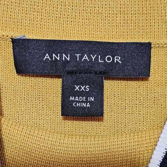 Ann Taylor Mustard Knit Turtleneck Sweater XXS Long Sleeve Trim Cuff Chic Career - Picture 5 of 13